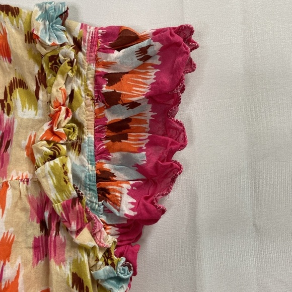 House of Harlow 1960 Flutter Sleeve Tie Neck Top Pink Multi Print Size Small - Picture 4 of 7